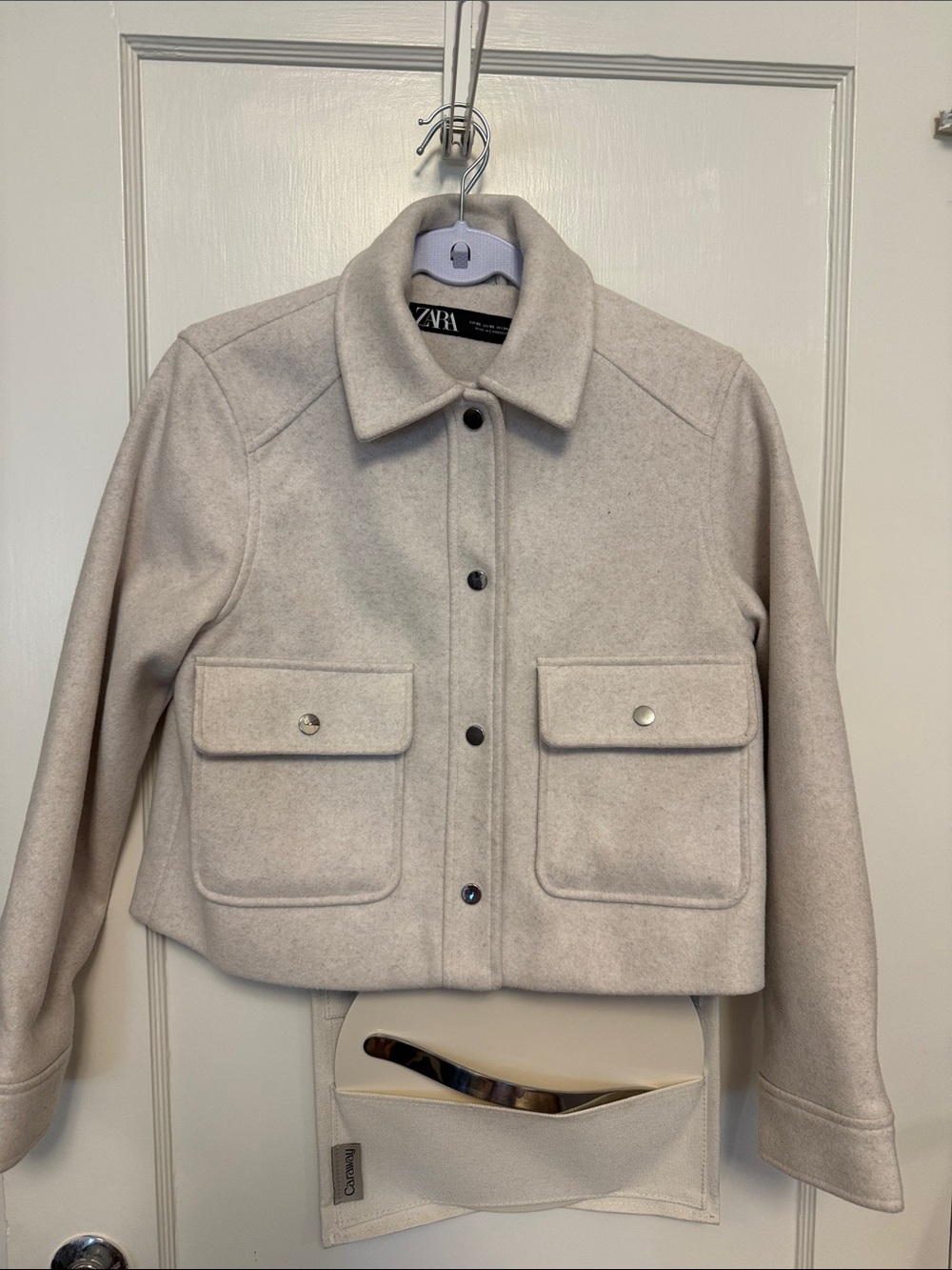 Zara Cream Cropped Utility Jacket